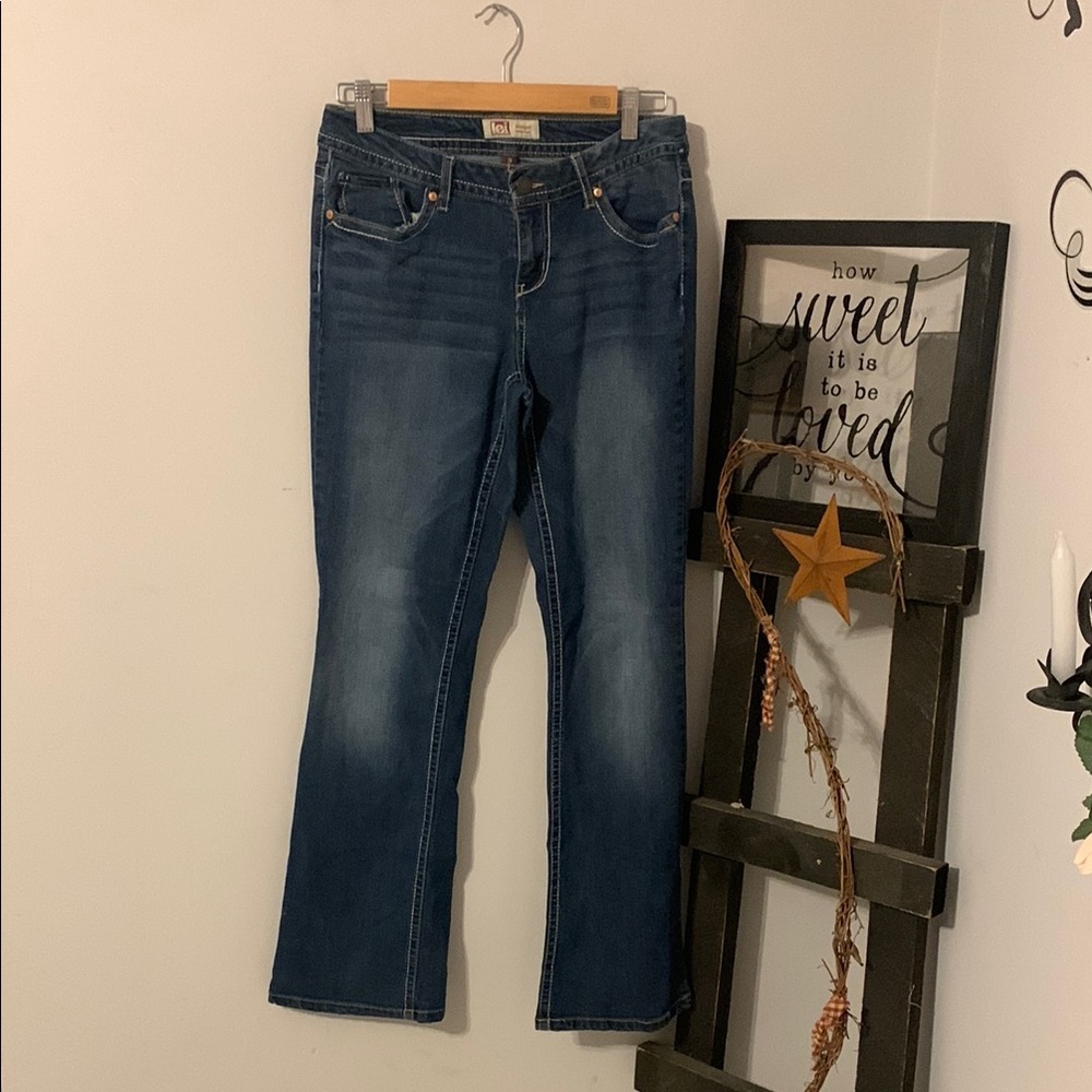 Lei Blue Boot Cut Jeans with Classic Faded Wash